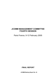 JCOMM MANAGEMENT COMMITTEE FOURTH SESSION  Paris France, 9-12 February 2005