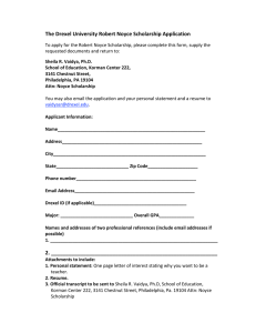 The Drexel University Robert Noyce Scholarship Application 