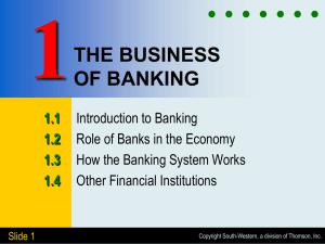 1 THE BUSINESS OF BANKING