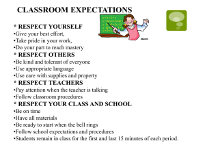 CLASSROOM EXPECTATIONS * RESPECT YOURSELF * RESPECT OTHERS
