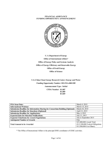 FINANCIAL ASSISTANCE FUNDING OPPORTUNITY ANNOUNCEMENT U. S. Department of Energy