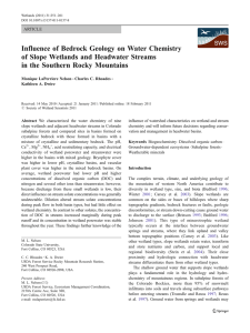 Influence of Bedrock Geology on Water Chemistry