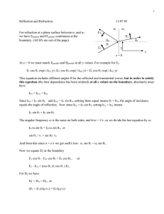 Reflection and Refraction.  11/07 05 n