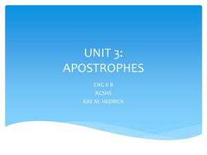 UNIT 3: APOSTROPHES ENG II B RCSHS