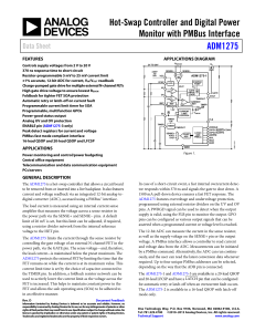 Hot-Swap Controller and Digital Power Monitor with PMBus Interface ADM1275 Data Sheet