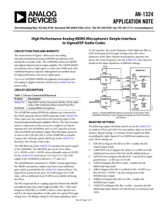 AN-1324 APPLICATION NOTE  High Performance Analog MEMS Microphone’s Simple Interface