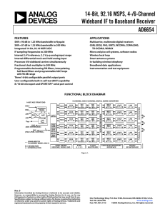 14-Bit, 92.16 MSPS, 4-/6-Channel Wideband IF to Baseband Receiver AD6654