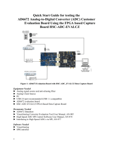 Quick Start Guide for testing the AD6672 Analog-to-Digital Converter (ADC) Customer