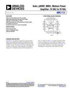 GaAs, pHEMT, MMIC, Medium Power Amplifier, 24 GHz to 35 GHz HMC1131