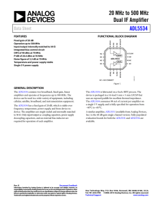 20 MHz to 500 MHz Dual IF Amplifier  ADL5534