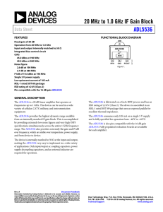 20 MHz to 1.0 GHz IF Gain Block ADL5536 Data Sheet FEATURES