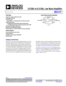 5.9 GHz to 8.5 GHz, Low Noise Amplifier ADL5721 Data Sheet FEATURES