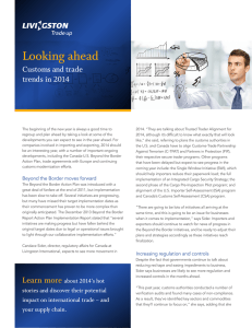 Looking ahead Customs and trade trends in 2014