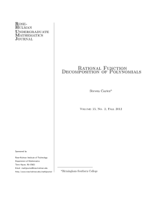 Rational Function Decomposition of Polynomials Rose- Hulman