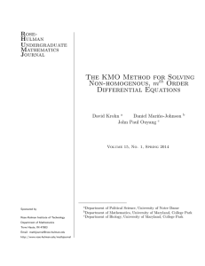 The KMO Method for Solving Non-homogenous, m Order Differential Equations