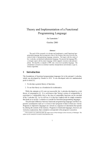 Theory and Implementation of a Functional Programming Language Ari Lamstein October 2000