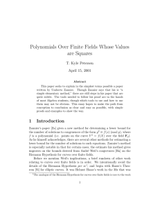 Polynomials Over Finite Fields Whose Values are Squares T. Kyle Petersen