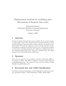 Mathematical methods for modelling price fluctuations of financial time series 1 Abstract