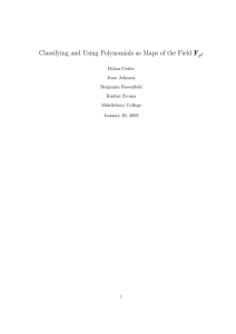 Classifying and Using Polynomials as Maps of the Field F p