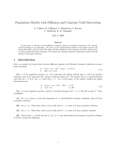 Population Models with Diffusion and Constant Yield Harvesting July 9, 2004