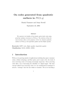 On codes generated from quadratic P G(3, q) surfaces in