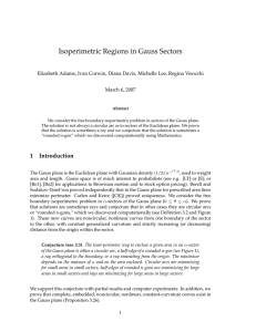Isoperimetric Regions in Gauss Sectors March 6, 2007