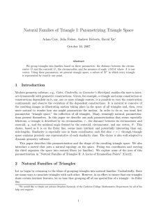 Natural Families of Triangle I: Parametrizing Triangle Space October 10, 2007