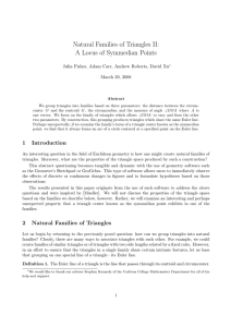 Natural Families of Triangles II: A Locus of Symmedian Points