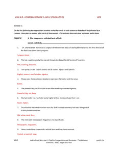 ENG II B:  COMMAS EXERCISE 1 AND 2 (FORMATIVE)  KEY