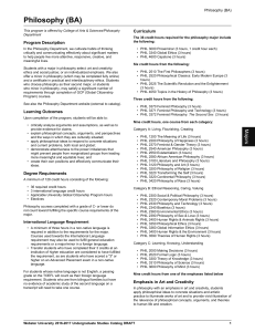 Philosophy (BA) Curriculum Program Description