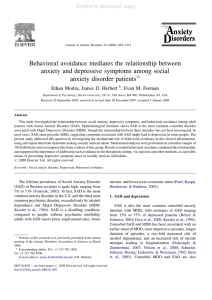 Behavioral avoidance mediates the relationship between anxiety disorder patients