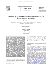 Treatment of Social Anxiety Disorder Using Online Virtual Author's personal copy