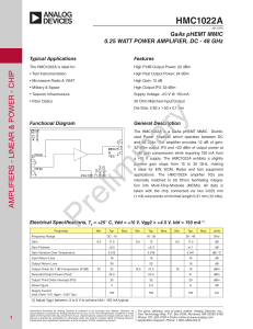 HMC1022A ip GaAs pHEMT MMIC 0.25 WATT POWER AMPLIFIER, DC - 48 GHz