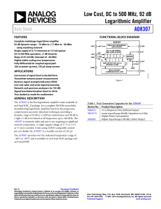 Low Cost, DC to 500 MHz, 92 dB Logarithmic Amplifier AD8307 Data Sheet