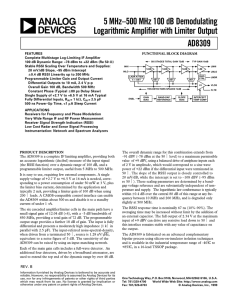 a 5 MHz–500 MHz 100 dB Demodulating Logarithmic Amplifier with Limiter Output AD8309