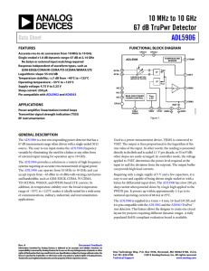 10 MHz to 10 GHz 67 dB TruPwr Detector ADL5906 Data Sheet