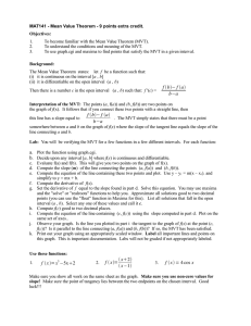 MAT141 - Mean Value Theorem - 9 points extra credit. Objectives: 1.