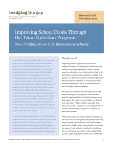Improving School Foods Through the Team Nutrition Program Research Brief