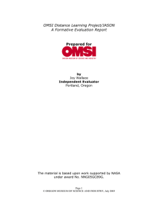 OMSI Distance Learning Project/JASON A Formative Evaluation Report Prepared for