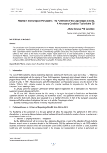 Albania in the European Perspective. The Fulfillment of the Copenhagen... A Necessary Condition Towards the EU