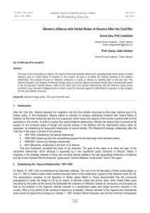 Albania’s Alliance with United States of America After the Cold... Academic Journal of Interdisciplinary Studies MCSER Publishing, Rome-Italy Granit Zela, PhD Candidate