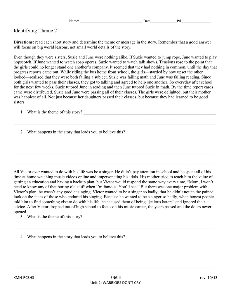 Identifying Theme 2
