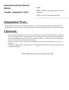 Independent Work : Homework and Class Work for ENG IIA