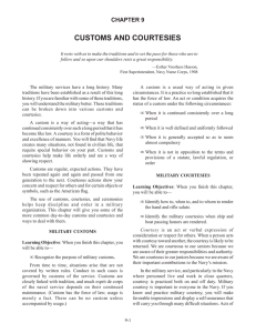 CUSTOMS AND COURTESIES CHAPTER 9