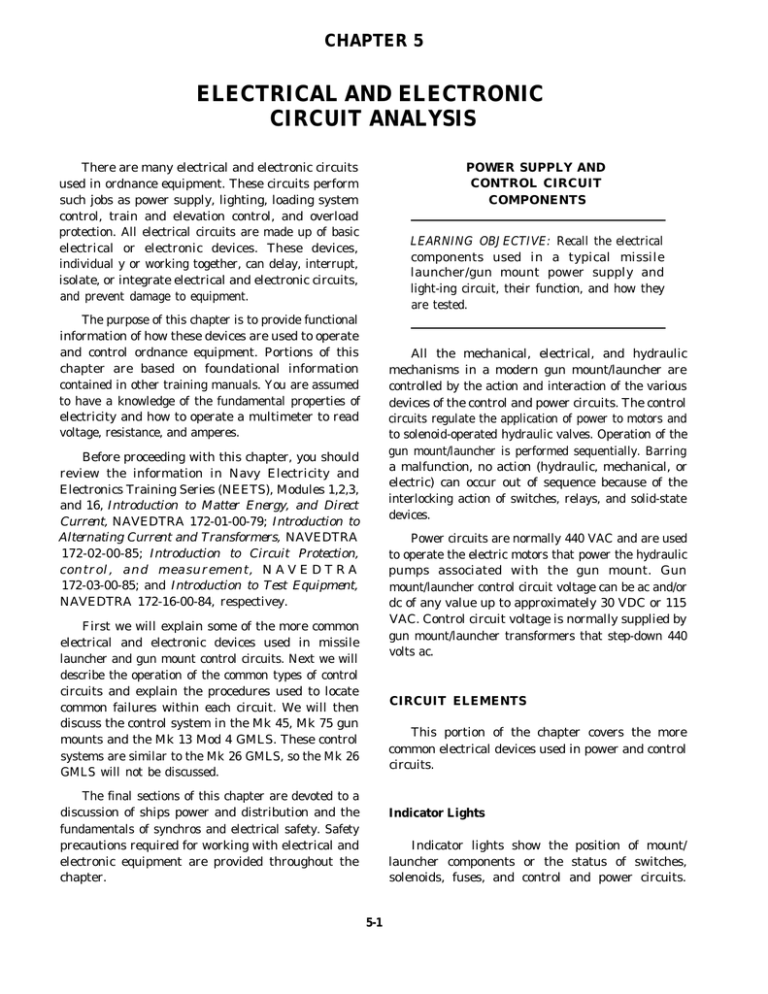 ELECTRICAL AND ELECTRONIC CIRCUIT ANALYSIS CHAPTER 5