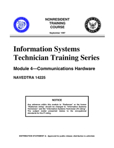 Information Systems Technician Training Series Module 4—Communications Hardware NAVEDTRA 14225
