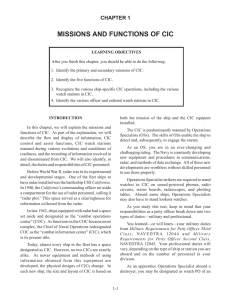 MISSIONS AND FUNCTIONS OF CIC CHAPTER 1