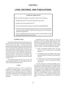 LOGS, RECORDS, AND PUBLICATIONS CHAPTER 4