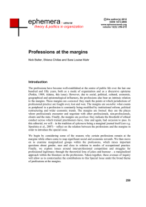 ephemera Professions at the margins theory &amp; politics in organization