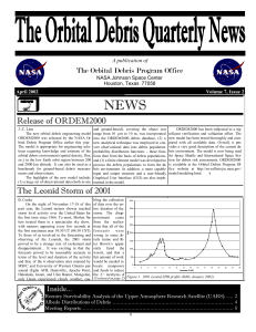 NEWS Release of ORDEM2000 The Orbital Debris Program Office A publication of